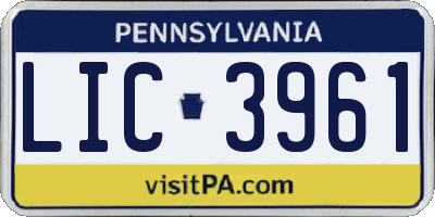 PA license plate LIC3961