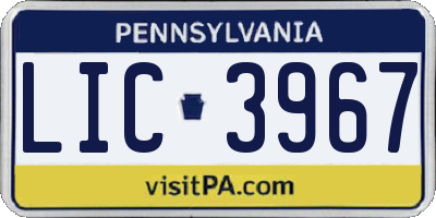 PA license plate LIC3967