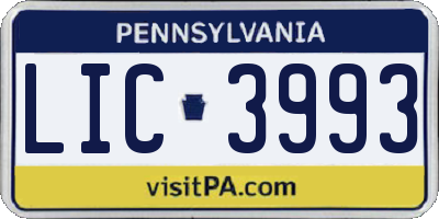 PA license plate LIC3993