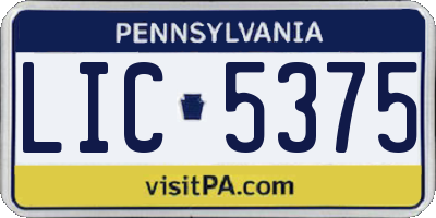 PA license plate LIC5375