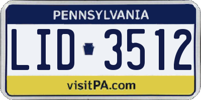 PA license plate LID3512
