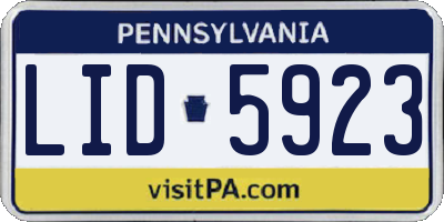 PA license plate LID5923