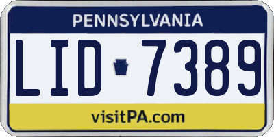 PA license plate LID7389