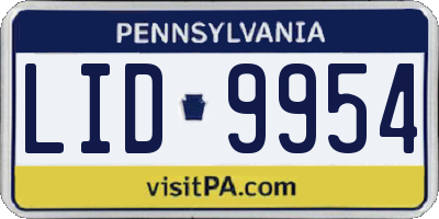 PA license plate LID9954