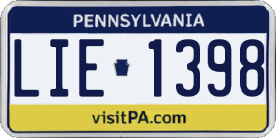 PA license plate LIE1398
