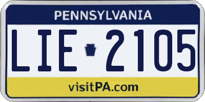 PA license plate LIE2105