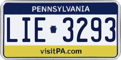 PA license plate LIE3293
