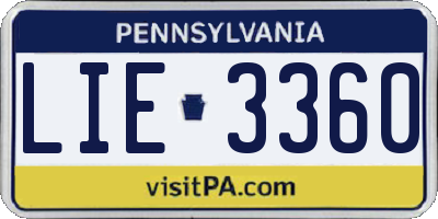 PA license plate LIE3360