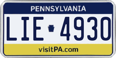 PA license plate LIE4930