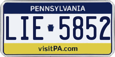 PA license plate LIE5852