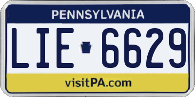 PA license plate LIE6629