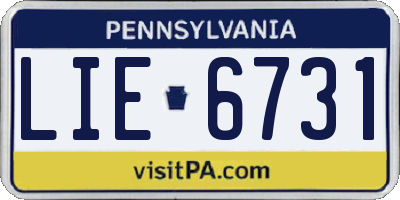 PA license plate LIE6731
