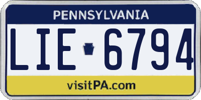 PA license plate LIE6794