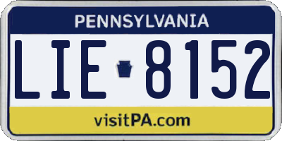 PA license plate LIE8152