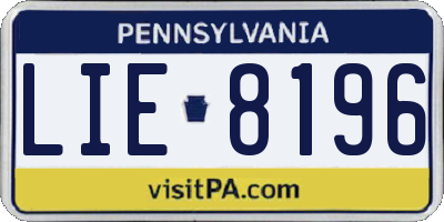 PA license plate LIE8196