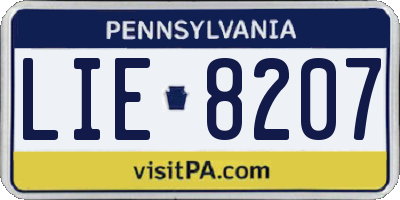 PA license plate LIE8207