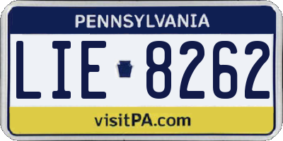 PA license plate LIE8262