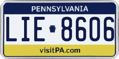 PA license plate LIE8606