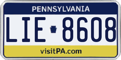 PA license plate LIE8608