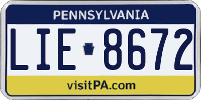 PA license plate LIE8672