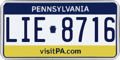 PA license plate LIE8716