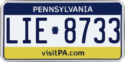 PA license plate LIE8733