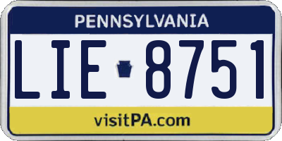 PA license plate LIE8751