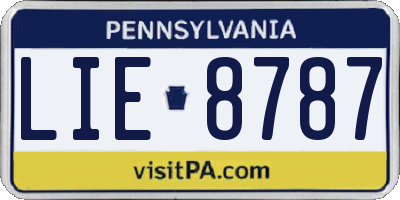 PA license plate LIE8787