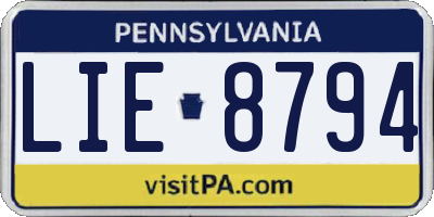 PA license plate LIE8794