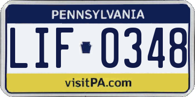 PA license plate LIF0348