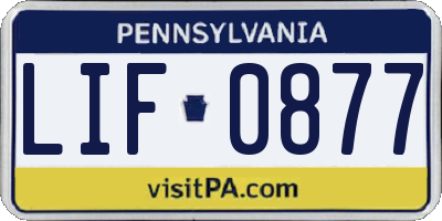 PA license plate LIF0877
