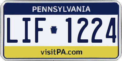 PA license plate LIF1224