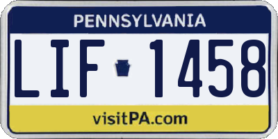 PA license plate LIF1458