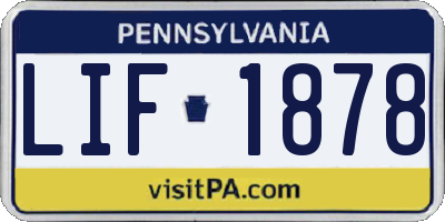PA license plate LIF1878