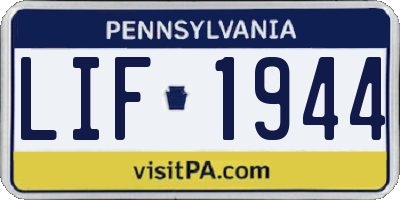 PA license plate LIF1944
