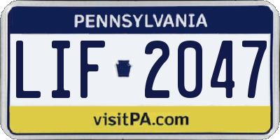 PA license plate LIF2047