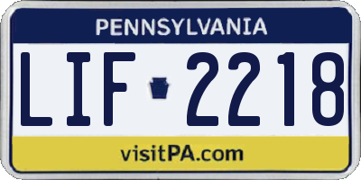 PA license plate LIF2218