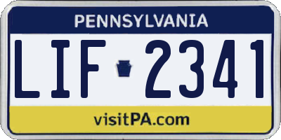 PA license plate LIF2341