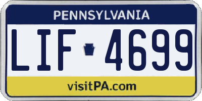 PA license plate LIF4699