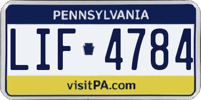 PA license plate LIF4784