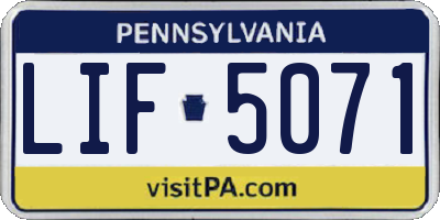 PA license plate LIF5071