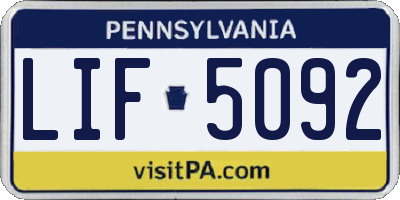 PA license plate LIF5092
