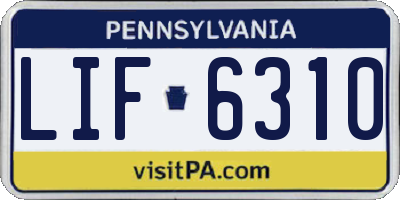 PA license plate LIF6310
