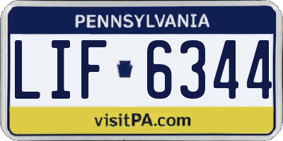 PA license plate LIF6344