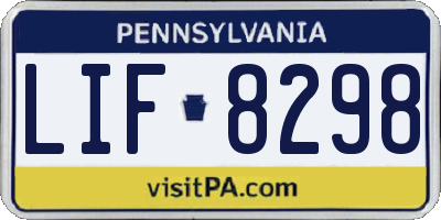 PA license plate LIF8298