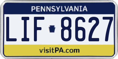 PA license plate LIF8627