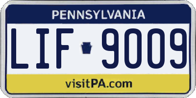 PA license plate LIF9009
