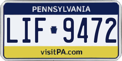 PA license plate LIF9472