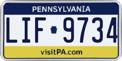 PA license plate LIF9734