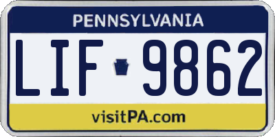 PA license plate LIF9862